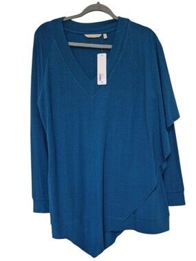 NWT Soft Surroundings Size Medium Blue Madeline Tunic Soft Stretchy Layered Look